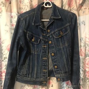 Dark denim jacket.